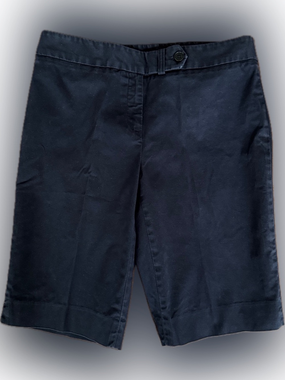 JONES NEW YORK SIGNATURE SHORT TROUSERS STRETCH COTTON FLAT FRNT TAB 6 NAVY BLUE